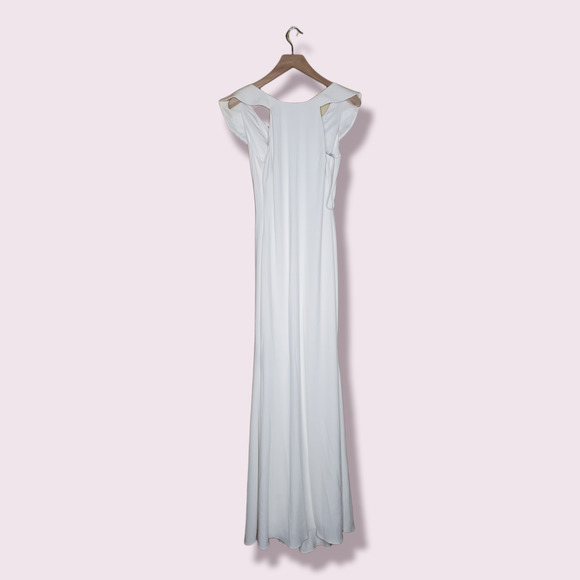 BHLDN Badgley Mischka Heather Ivory Wedding Gown Ruffled Back Women's Size 0 - Picture 6 of 13